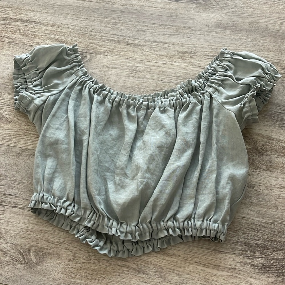 Kepola Design House Linen Crop Top in SZ XS
